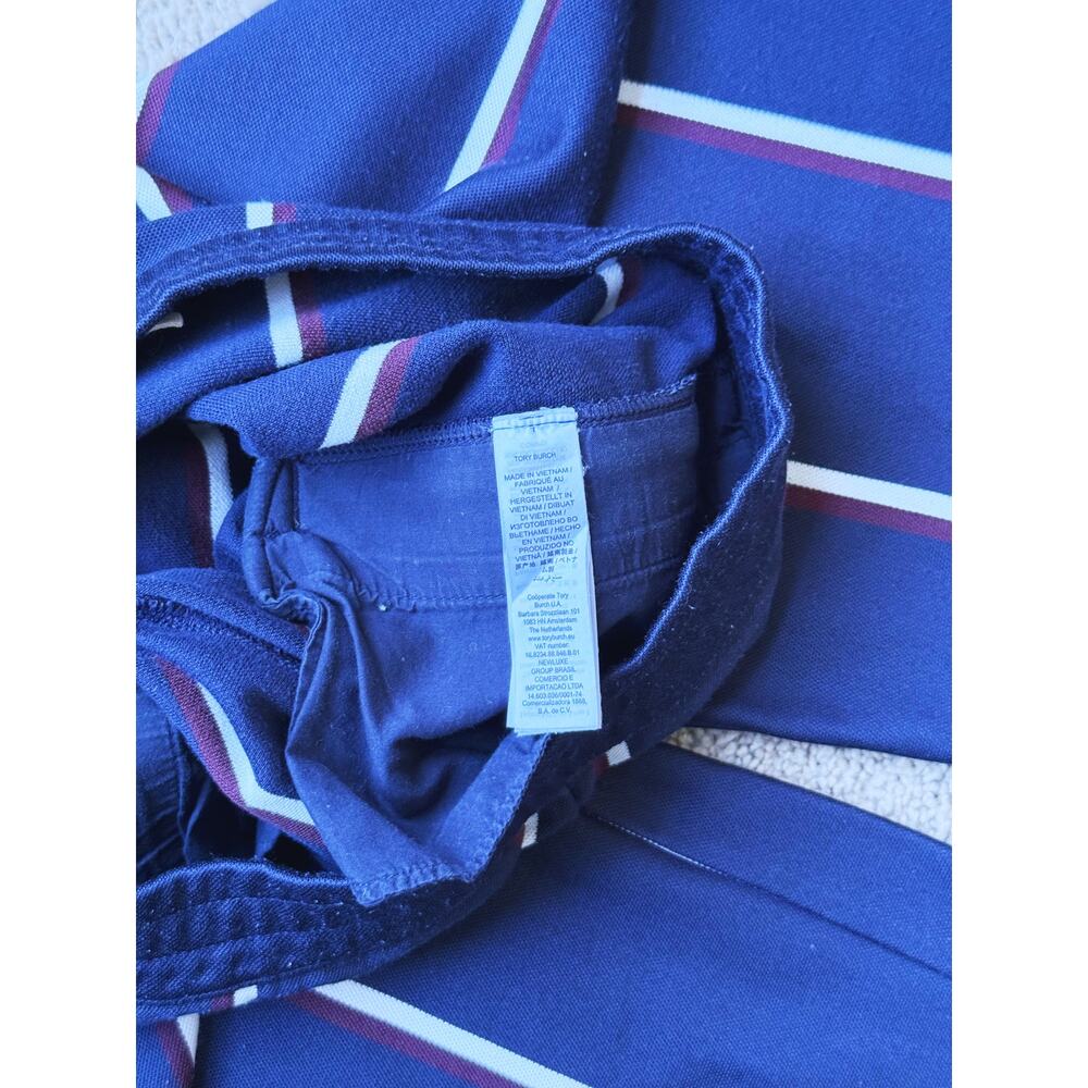Tory Burch Sport Retro Luxury Wide Leg Trousers Pants S Navy Blue Stripe Y2K - Picture 7 of 11